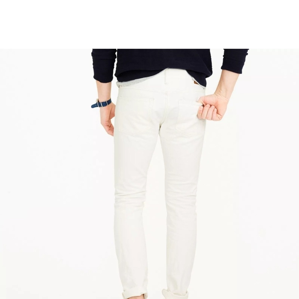 NWT - J Crew men’s 484 slim fit kurabo Japanese denim jeans 33w 32W rinsed white